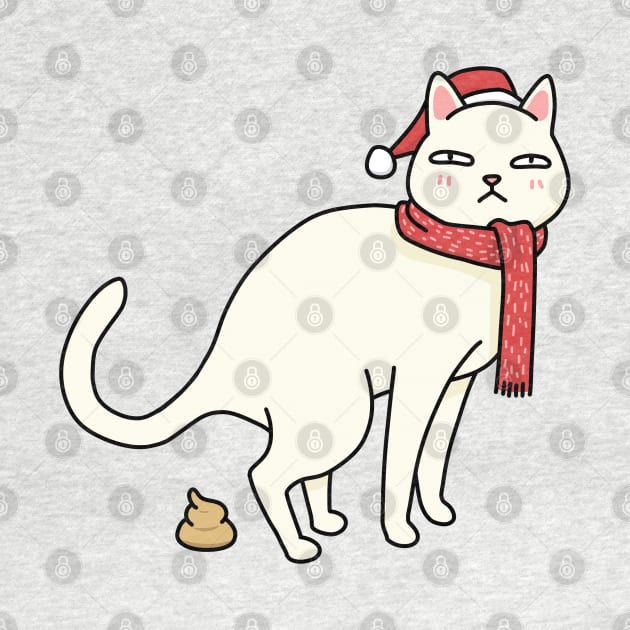 Christmas WhiteCat Pooping by Takeda_Art